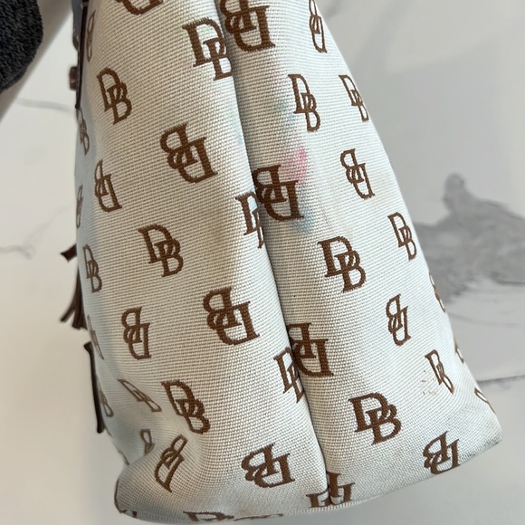 Vintage monogram DB Dooney & Bourke leather tassel detail handbag purse bag - Picture 7 of 16